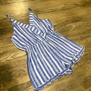 Linen stripped summer romper